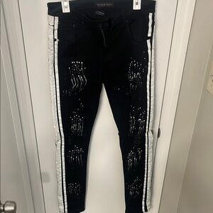 Black and White Embellished Jeans
